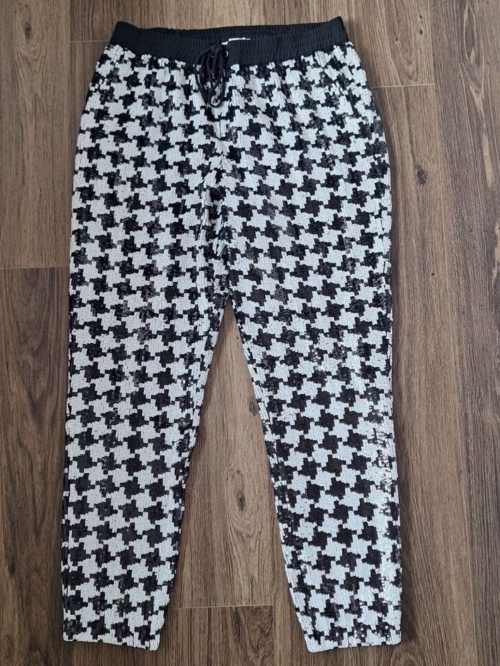 MICHAEL Michael Kors Black and White Houndstooth Knit Pants